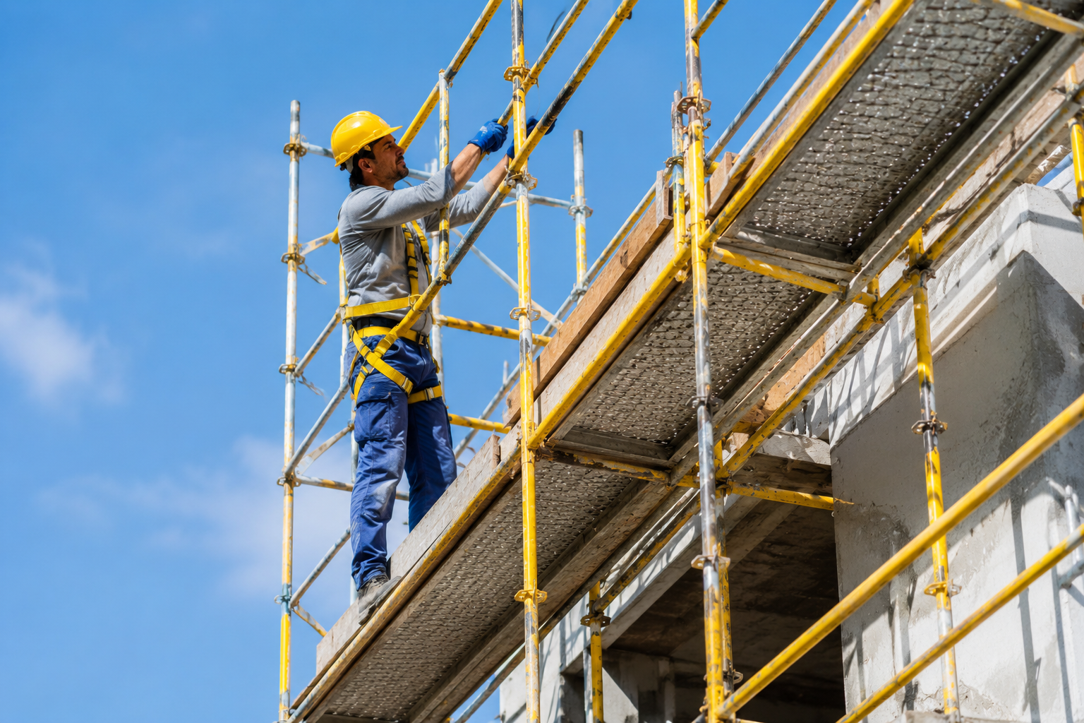 Andamios de construcción en obra
